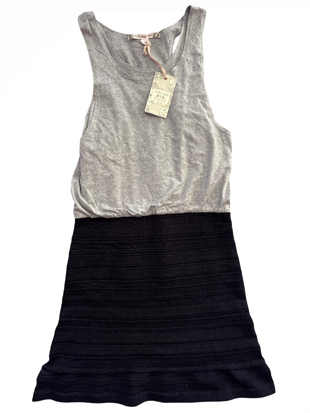 Chelsea & Violet Gray and Black Two-Tone Tank Dress